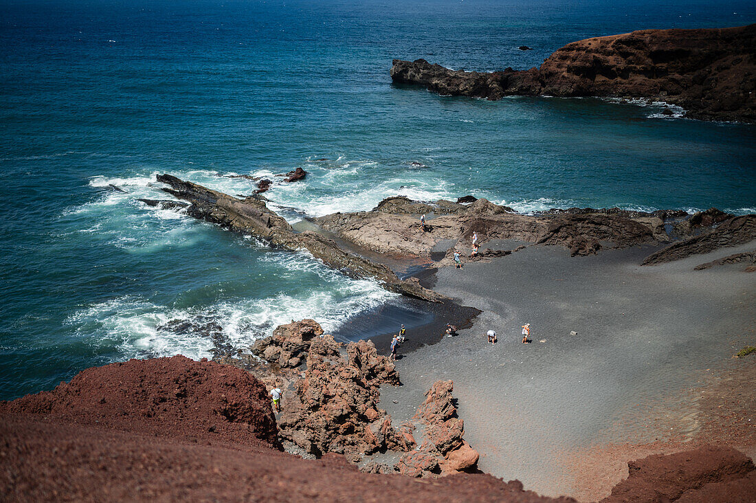 Green lagoon or Charco de los Clicos in Lanzarote, Canary Islands, Spain