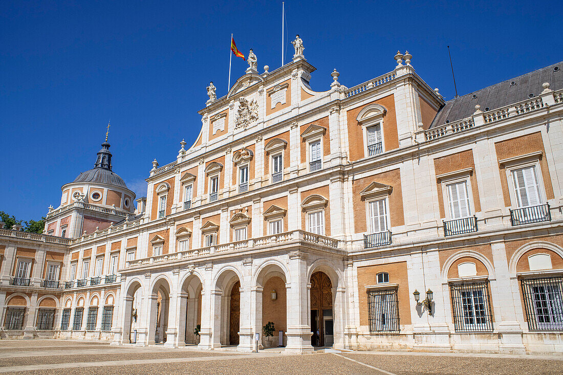 Der Königliche Palast von Aranjuez. Aranjuez, Gemeinde Madrid, Spanien