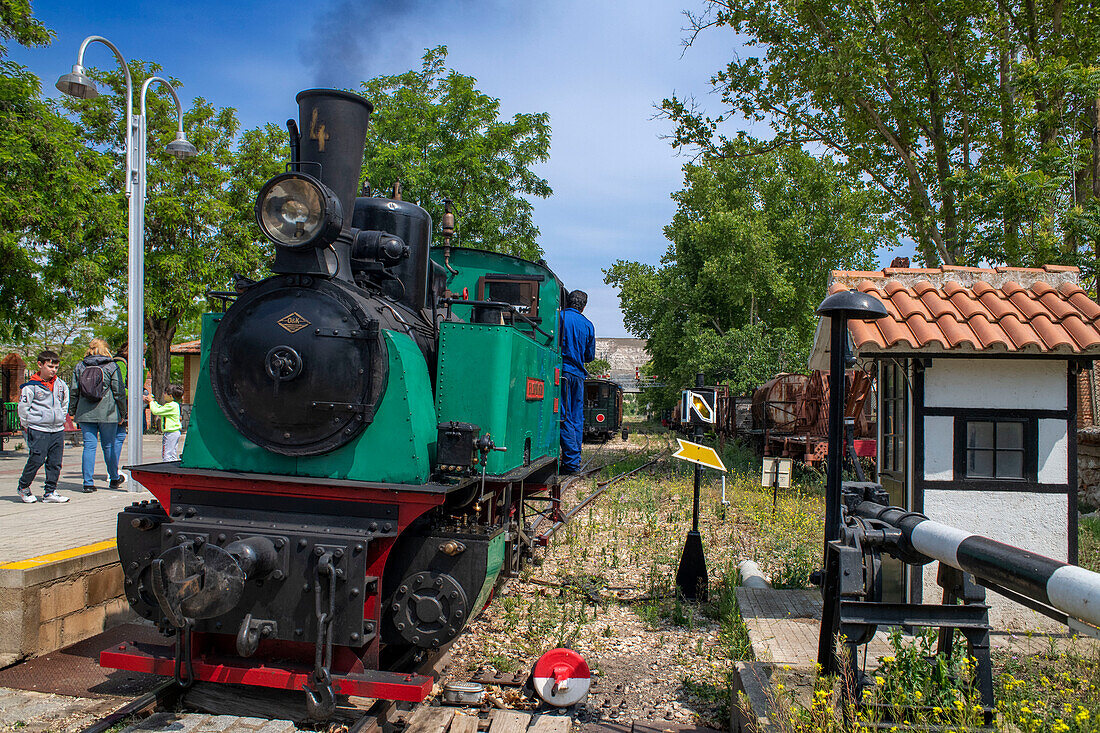 Bahnhof Poveda, Zug El Tren de Arganda oder Tren de la Poveda in Arganda del Rey, Madrid, Spanien