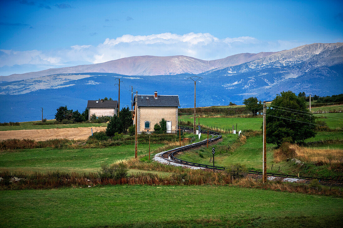 Eisenbahn des Gelben Zugs oder Train Jaune, Pyrénées-Orientales, Languedoc-Roussillon, Frankreich