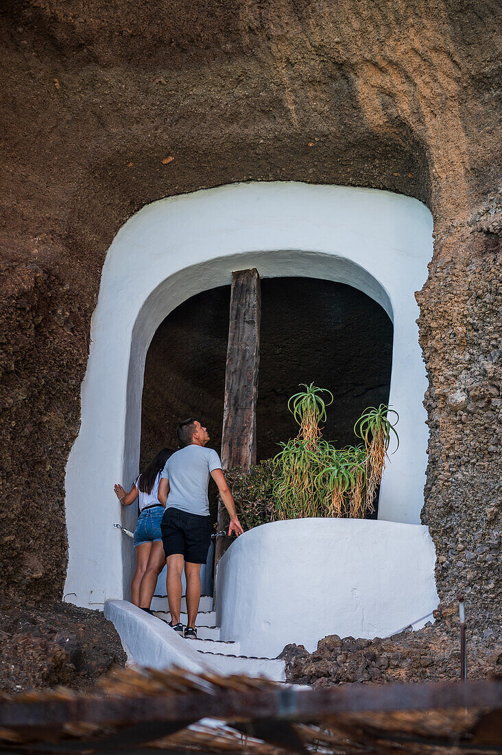 The Lagomar Museum, also known as Omar Sharif's House, unique former home incorporating natural lava caves, now a restaurant, bar & art gallery in Lanzarote, Canary Islands, Spain