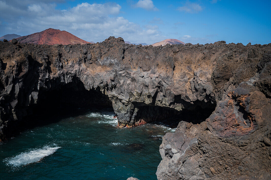 The lava cliffs of Los Hervideros in Lanzarote, Canary Islands, Spain