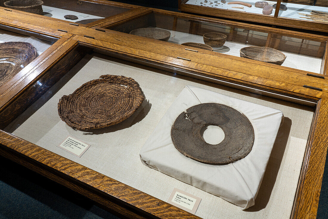 A 1000-year old Native American Fremont Culture basketry artifacts in the USU Eastern Prehistoric Museum in Price, Utah.