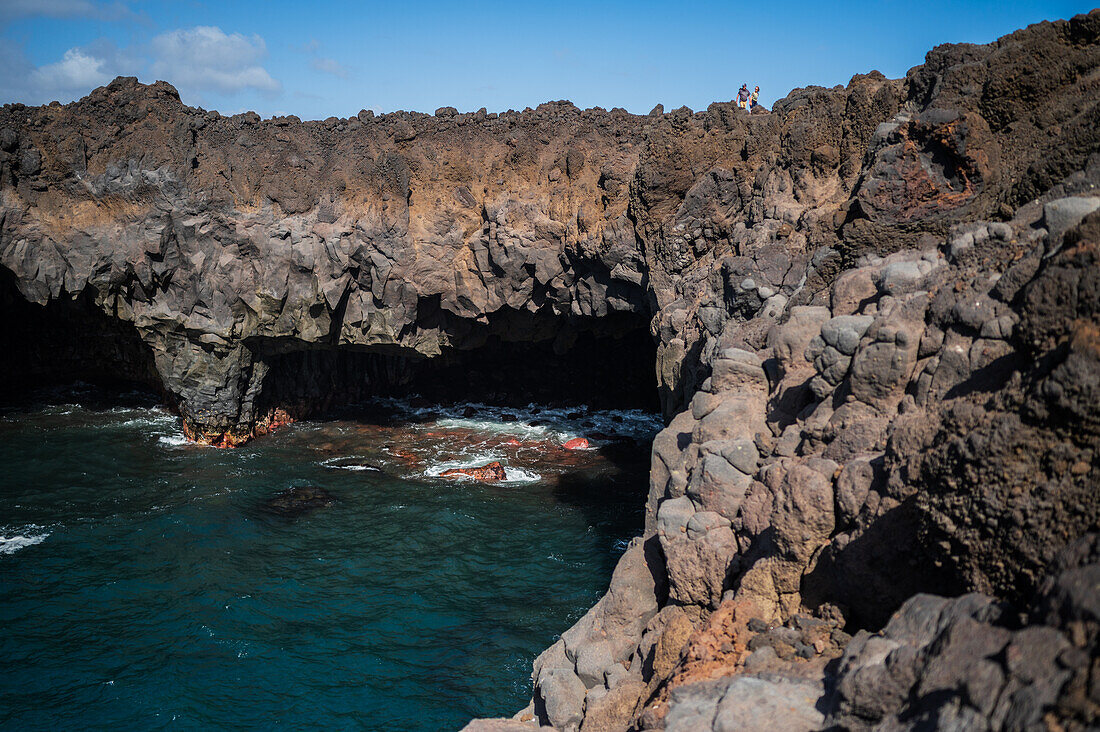 The lava cliffs of Los Hervideros in Lanzarote, Canary Islands, Spain