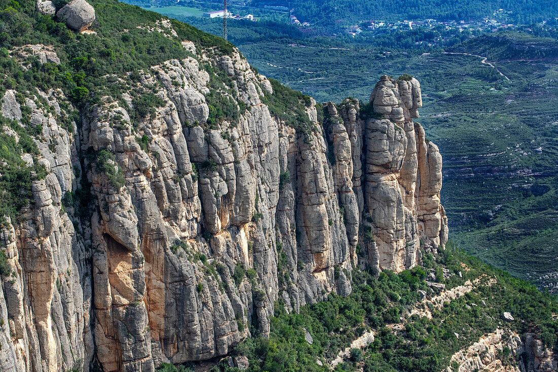 Limestone turrets of the mountains of Montserrat, Barcelona, Catalonia, Spain