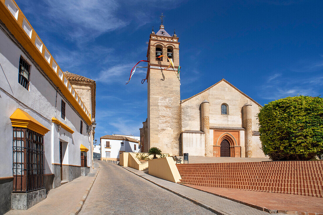 Iglesia de San Juan Bautista in der Altstadt von Marchena in der Provinz Sevilla in Andalusien im Süden Spaniens. Kirche St. Johannes der Täufer