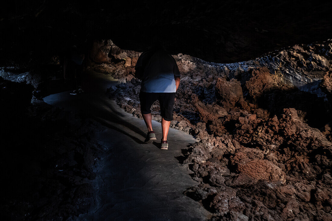 Cueva de los Verdes, eine Lavaröhre und Touristenattraktion der Gemeinde Haria auf der Insel Lanzarote, Kanarische Inseln, Spanien