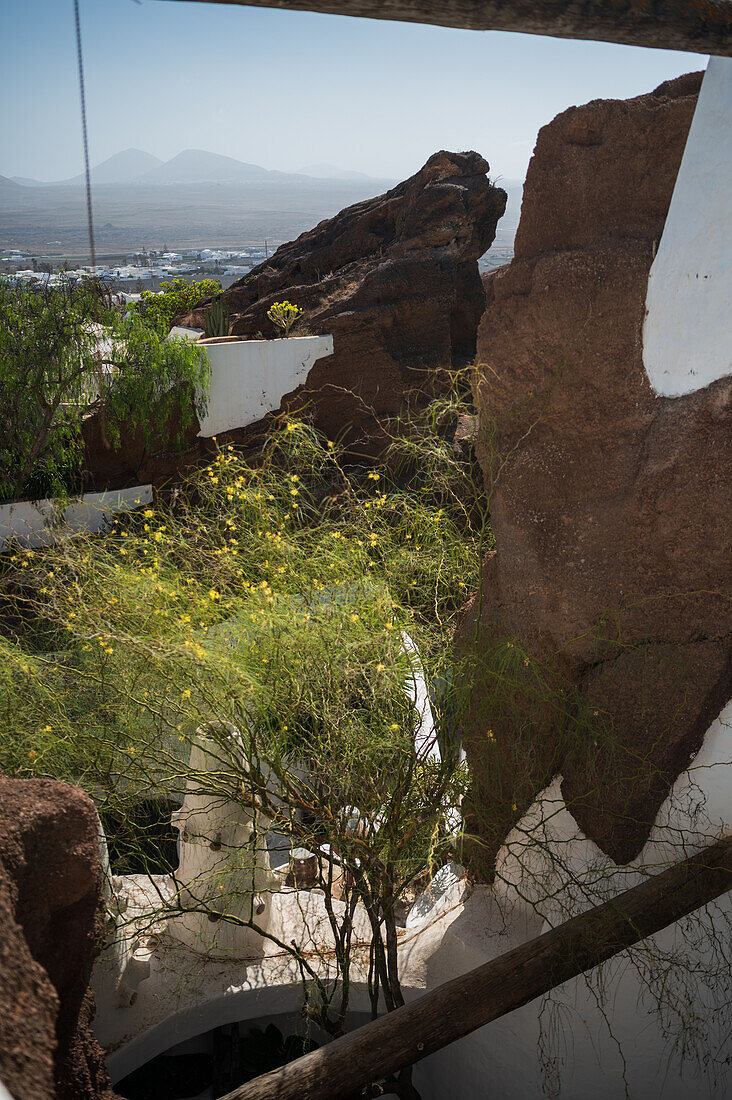 The Lagomar Museum, also known as Omar Sharif's House, unique former home incorporating natural lava caves, now a restaurant, bar & art gallery in Lanzarote, Canary Islands, Spain