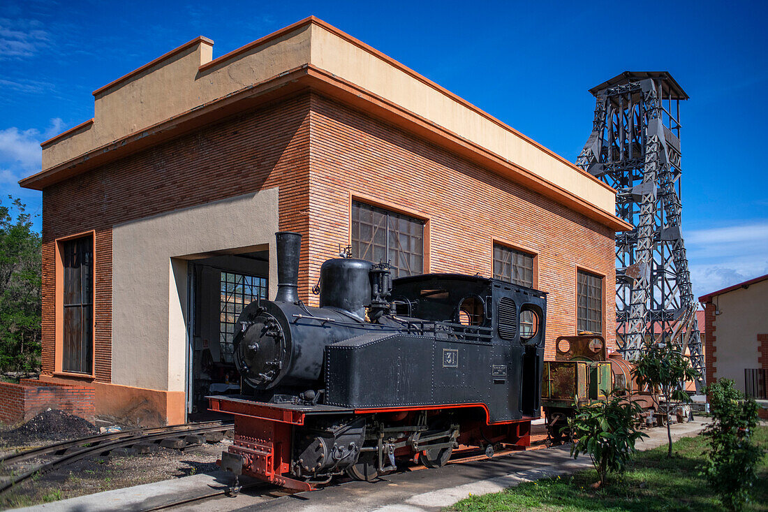 Bergwerksbahnhof Utrillas und Bergbau- und Eisenbahn-Themenpark Utrillas, Utrillas, Cuencas Mineras, Teruel, Aragonien, Spanien