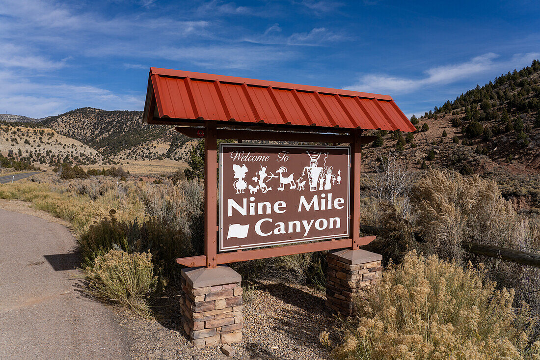 Schild im Nine Mile Canyon in Utah