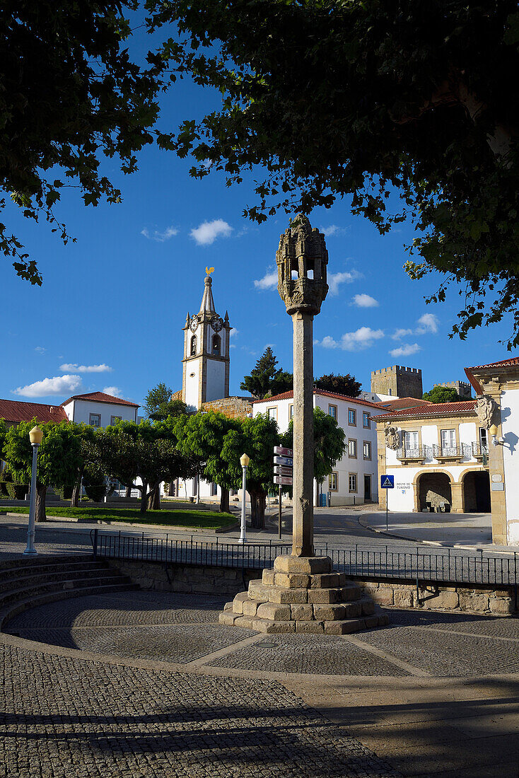 Pillory and Clock Tower of Pinhel, Portugal.