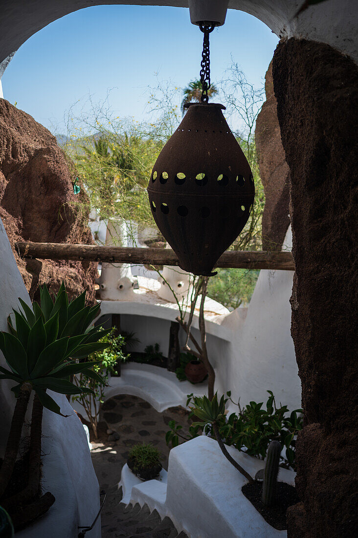 The Lagomar Museum, also known as Omar Sharif's House, unique former home incorporating natural lava caves, now a restaurant, bar & art gallery in Lanzarote, Canary Islands, Spain