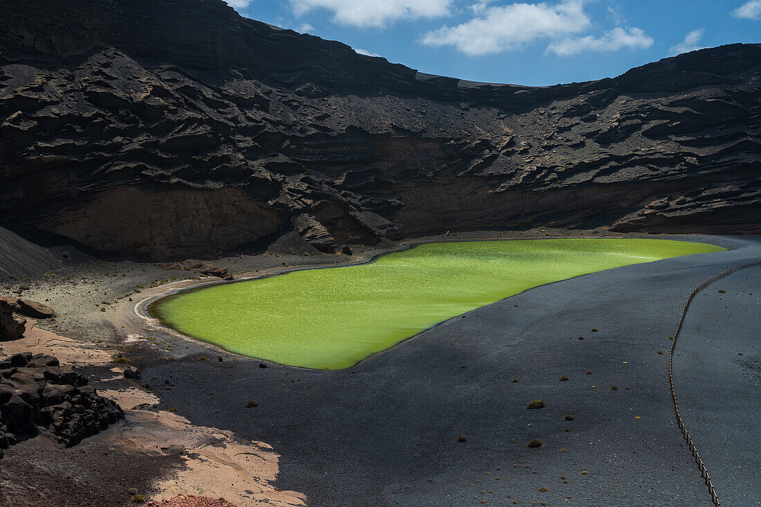 Green lagoon or Charco de los Clicos in Lanzarote, Canary Islands, Spain