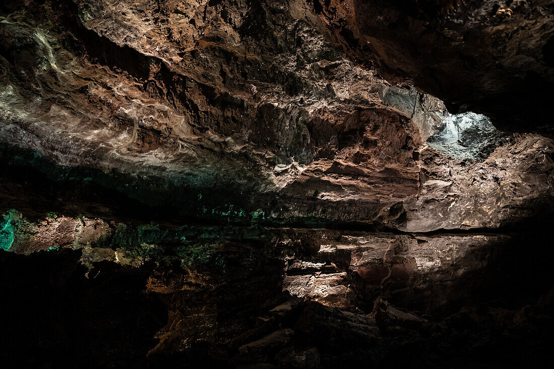 Cueva de los Verdes, eine Lavaröhre und Touristenattraktion der Gemeinde Haria auf der Insel Lanzarote, Kanarische Inseln, Spanien