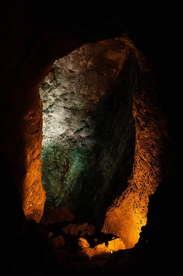 Cueva de los Verdes, a lava tube and tourist attraction of the Haria municipality on the island of Lanzarote in the Canary Islands, Spain