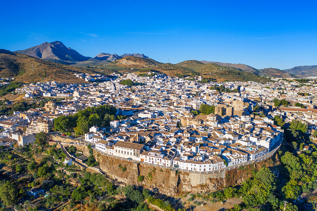 Aerial view of Priego de Cordoba in the subbetica natural park in Cordoba province, Andalusia, southern Spain.