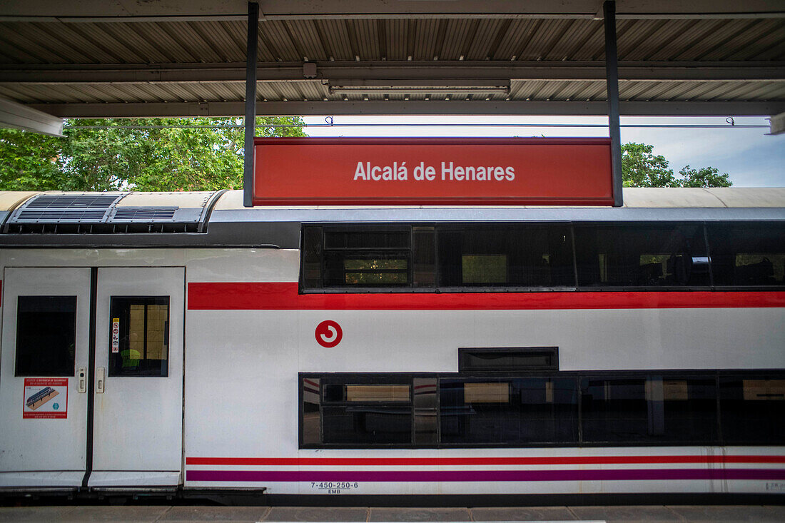 Alcala de Henares train station in Madrid, Spain. Cervantes Train between Atocha Station and Alcala de Henares.
