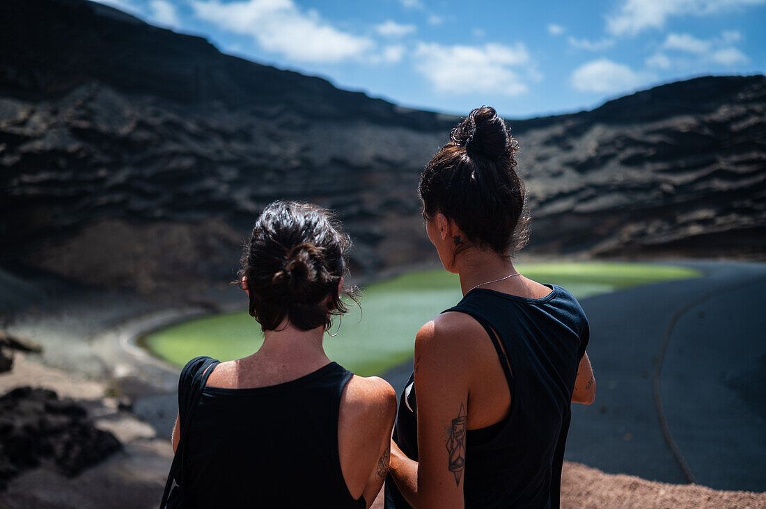 Green lagoon or Charco de los Clicos in Lanzarote, Canary Islands, Spain