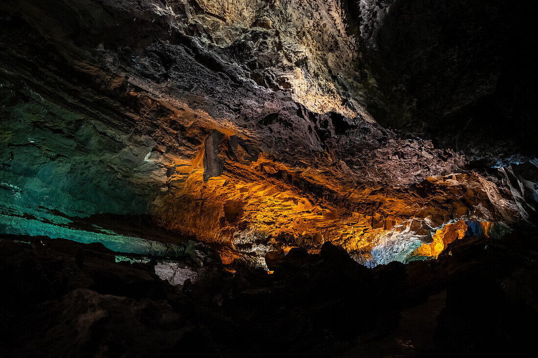 Cueva de los Verdes, a lava tube and tourist attraction of the Haria municipality on the island of Lanzarote in the Canary Islands, Spain