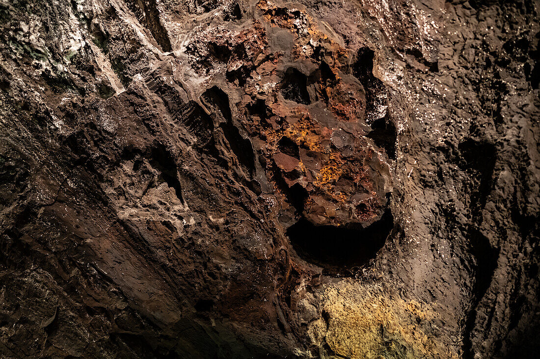 Cueva de los Verdes, eine Lavaröhre und Touristenattraktion in der Gemeinde Haria auf der Insel Lanzarote, Kanarische Inseln, Spanien