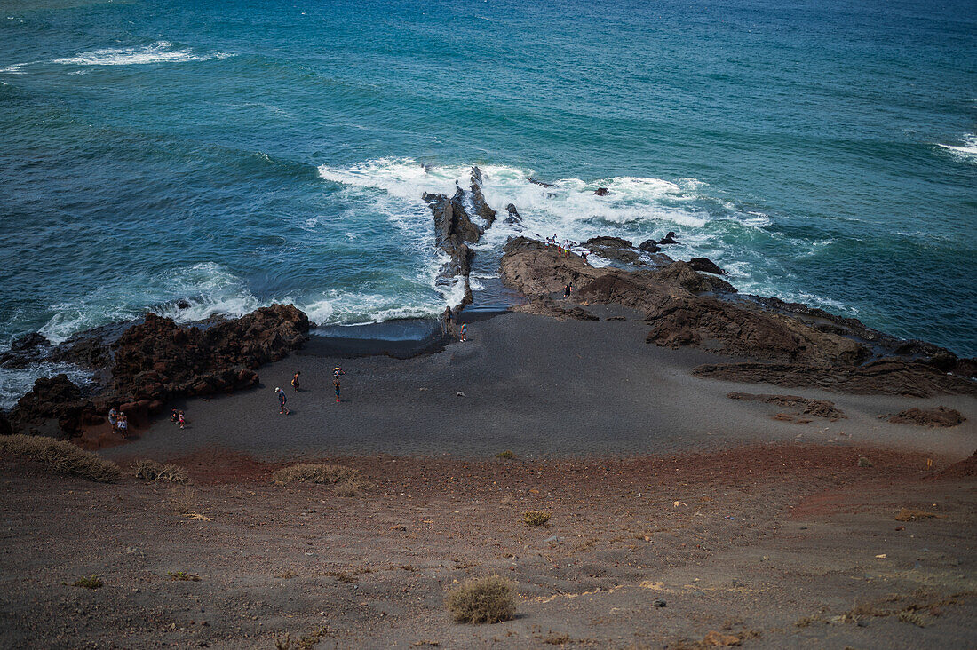 Green lagoon or Charco de los Clicos in Lanzarote, Canary Islands, Spain