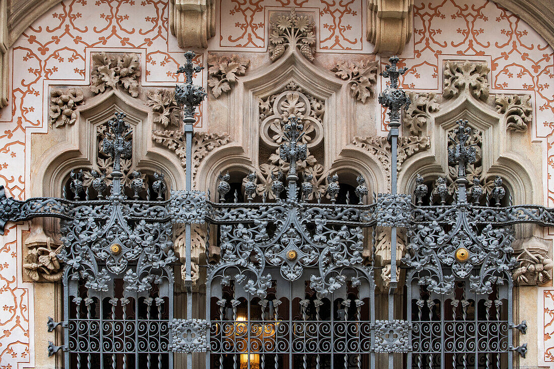 Barcelona, Maresme Coast, Mataró city, Casa Coll i Regàs is a modernist building in Mataró, designed by the Catalan architect Josep Puig i Cadafalch in 1898 on behalf of businessman Joaquim Coll i Regàs, an important textile manufacturer in Mataró.