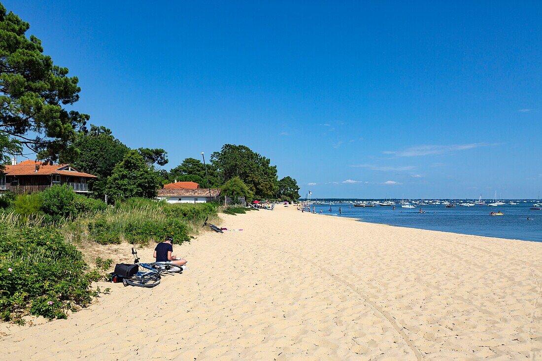 Frankreich, Gironde, Bassin d'Arcachon, lege-cap-ferret, Claouey-Strand (Luftaufnahme)