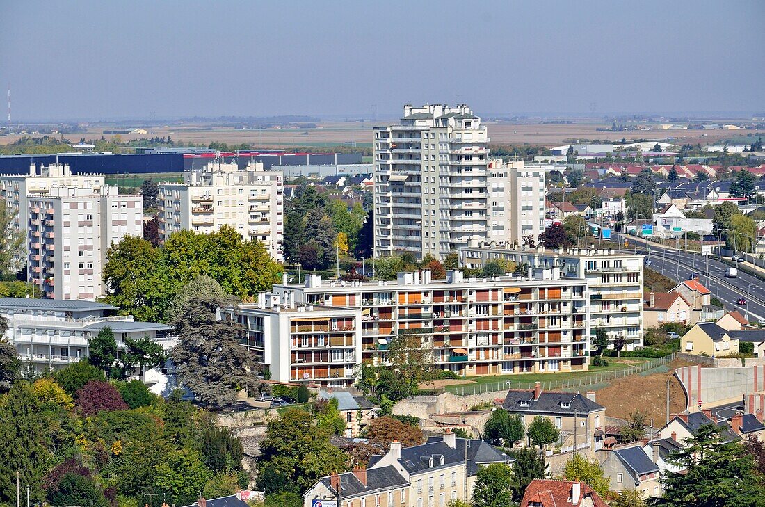 Frankreich, Loir et Cher, Blois, Wohngebäude (Luftaufnahme)