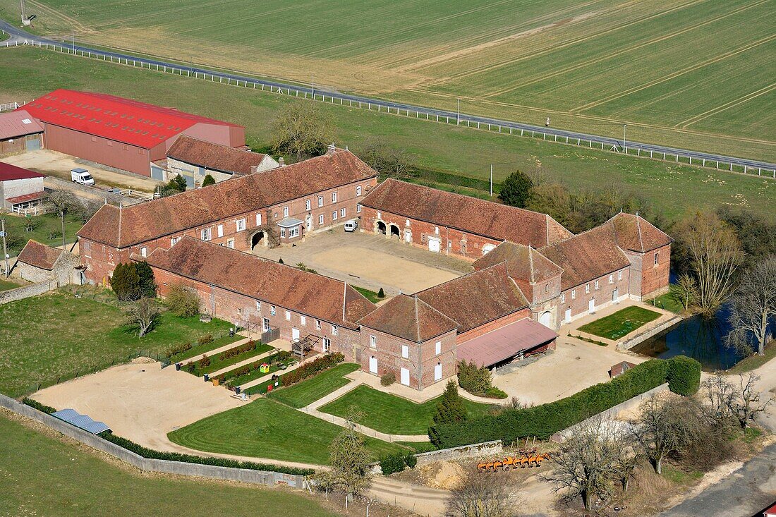 France, Seine et Marne, Coulommiers, farm Briarde (aerial view)