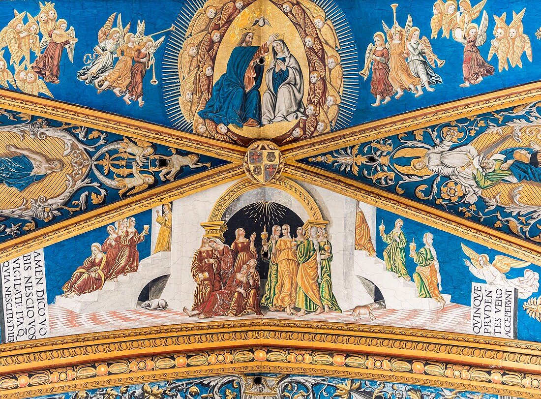 Frankreich, Tarn, Albi, Weltkulturerbe der UNESCO, Kathedrale Sainte Cecile, Detail der Gewölbemalerei: Gleichnis der törichten und klugen Jungfrauen