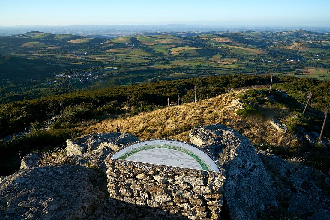 France, Tarn, Lacaune, Monts de Lacaune, Regional Natural Park of Haut Languedoc, roc de Montalet, orientation table