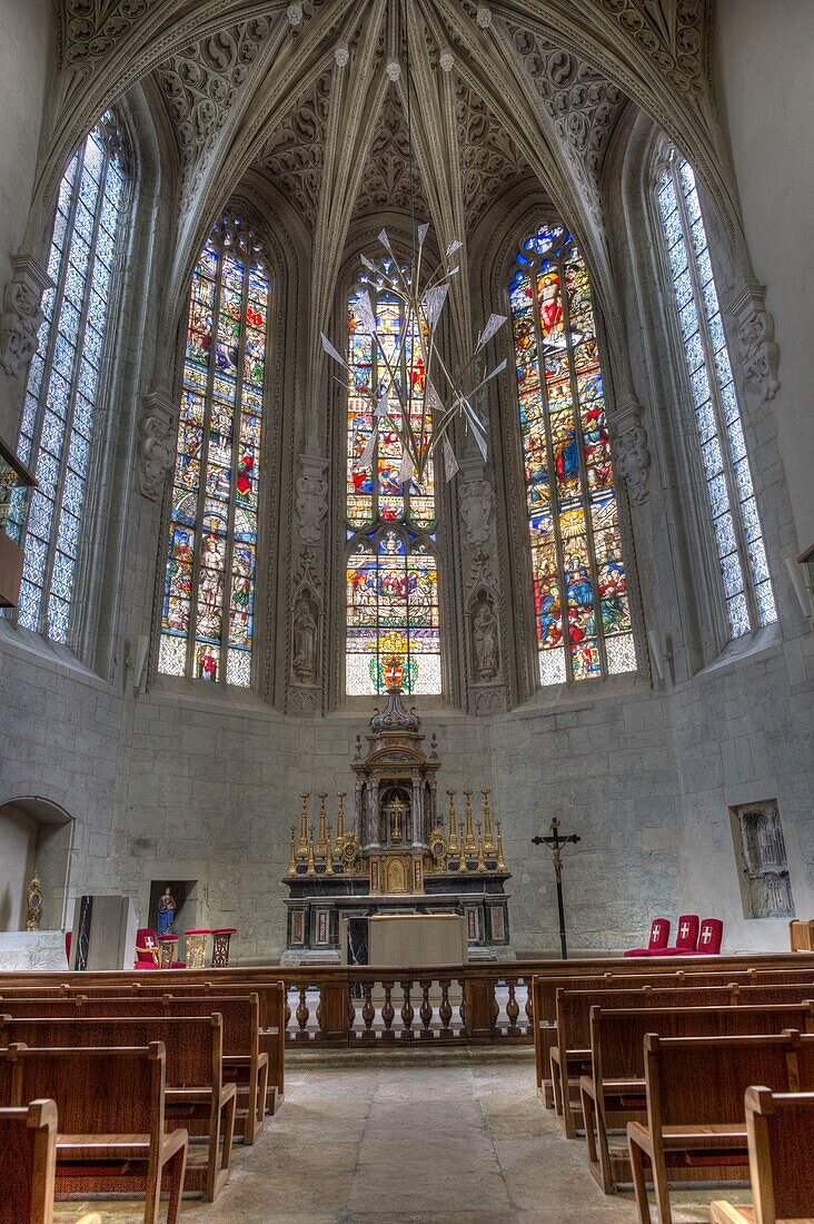 France, Savoie, Chambery, the stained glass windows classified from the holy chapel to the castle