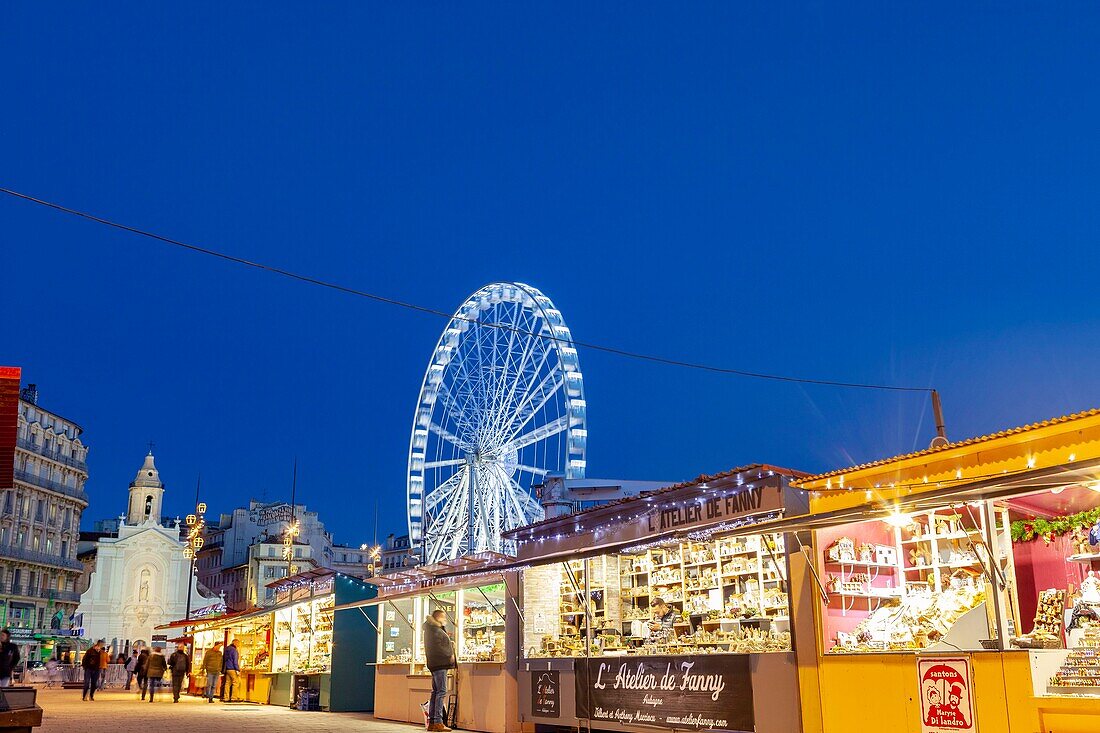 France, Bouches du Rhone, Marseille, the Old Port, the Christmas Market