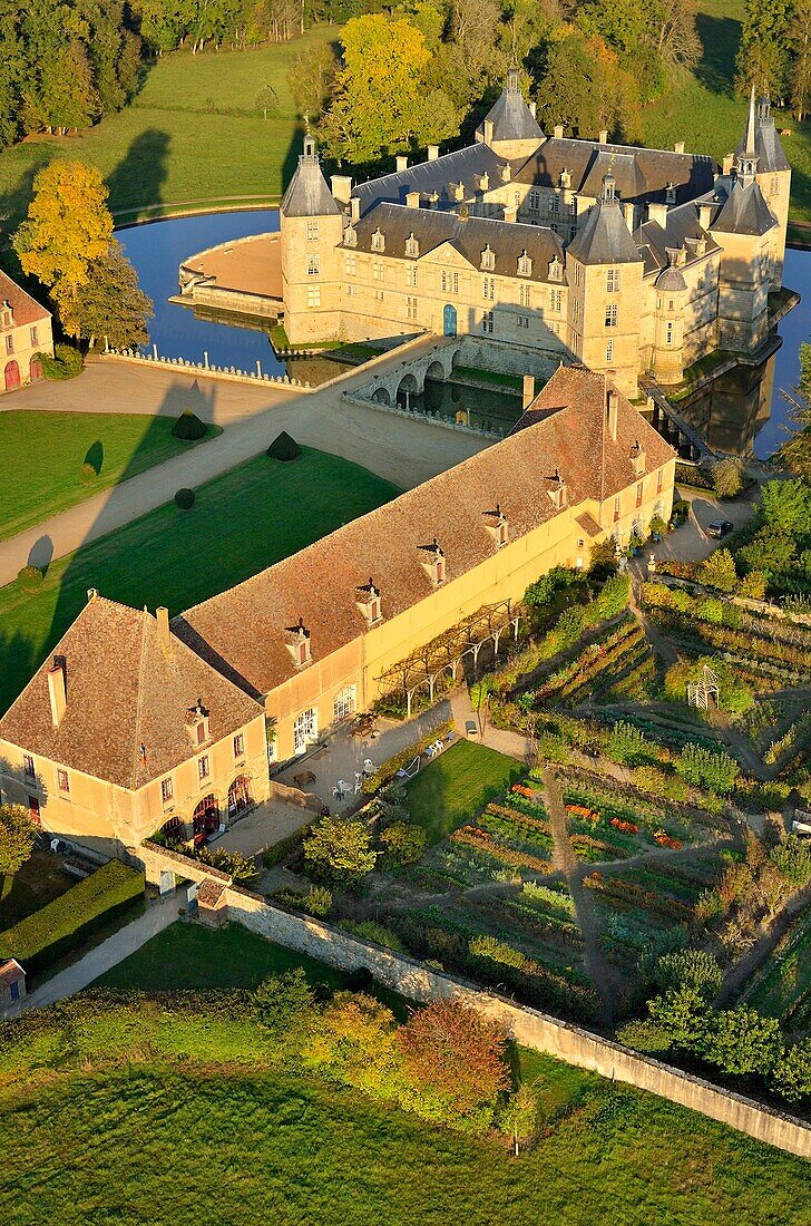 France, Saone et Loire, Sully, the castle (aerial view)