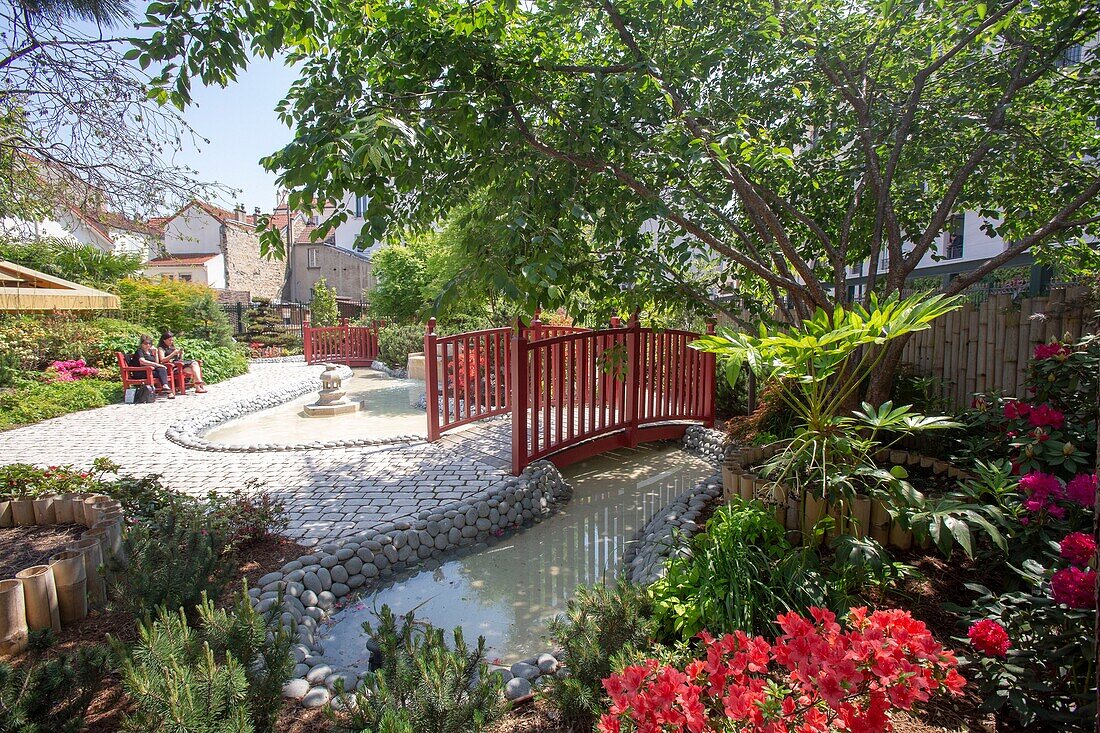 Frankreich, Hauts de Seine, Puteaux, Jardin Japonais, japanischer Garten im Frühling