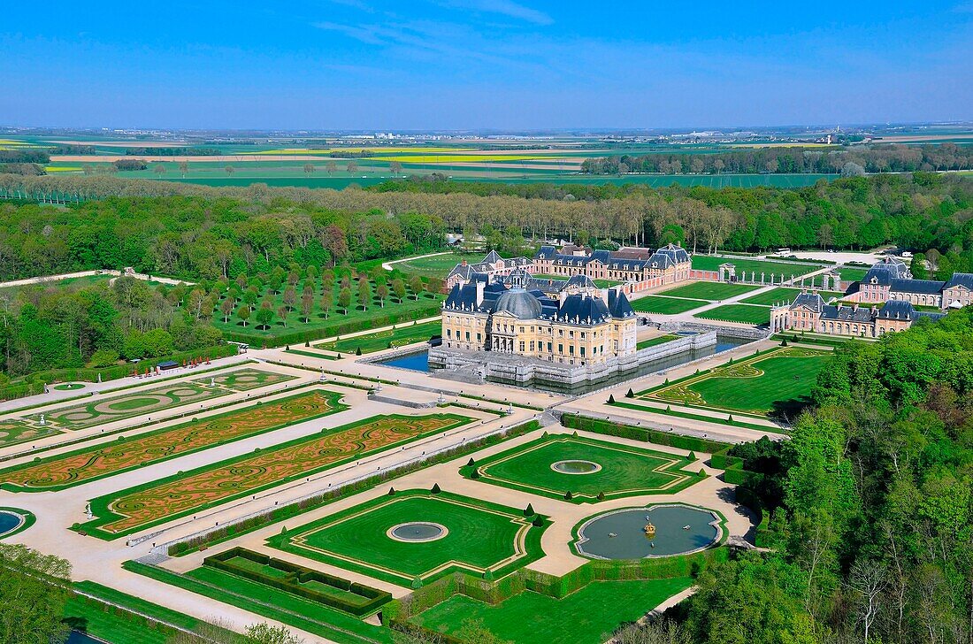 Frankreich, Seine und Marne, Schloss von Vaux le Vicomte (Luftaufnahme)
