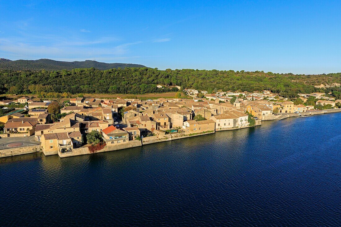 Frankreich, Gard, Saint Etienne des Sorts, Die Rhone (Luftaufnahme)
