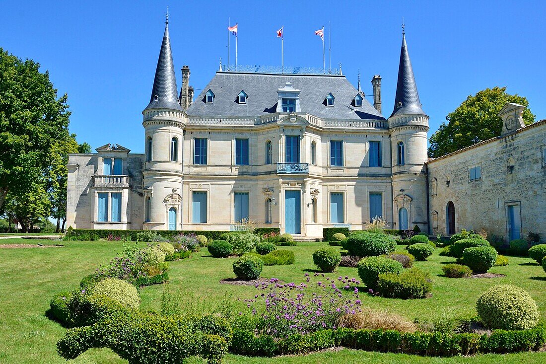 France, Gironde, Margaux, Medoc region, the chateau Palmer where wine is produced 3rd cru