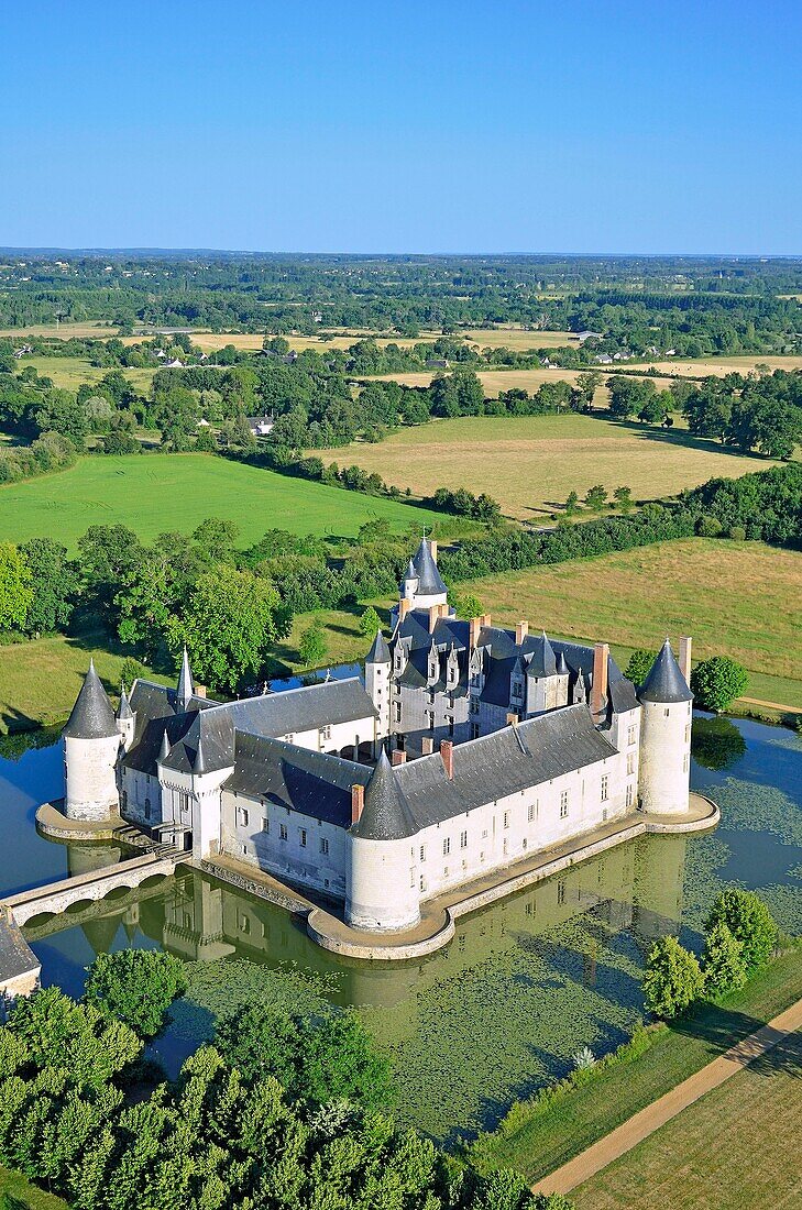 France, Maine et Loire, Ecuille, the castle of Le Plessis Bourre (aerial view)