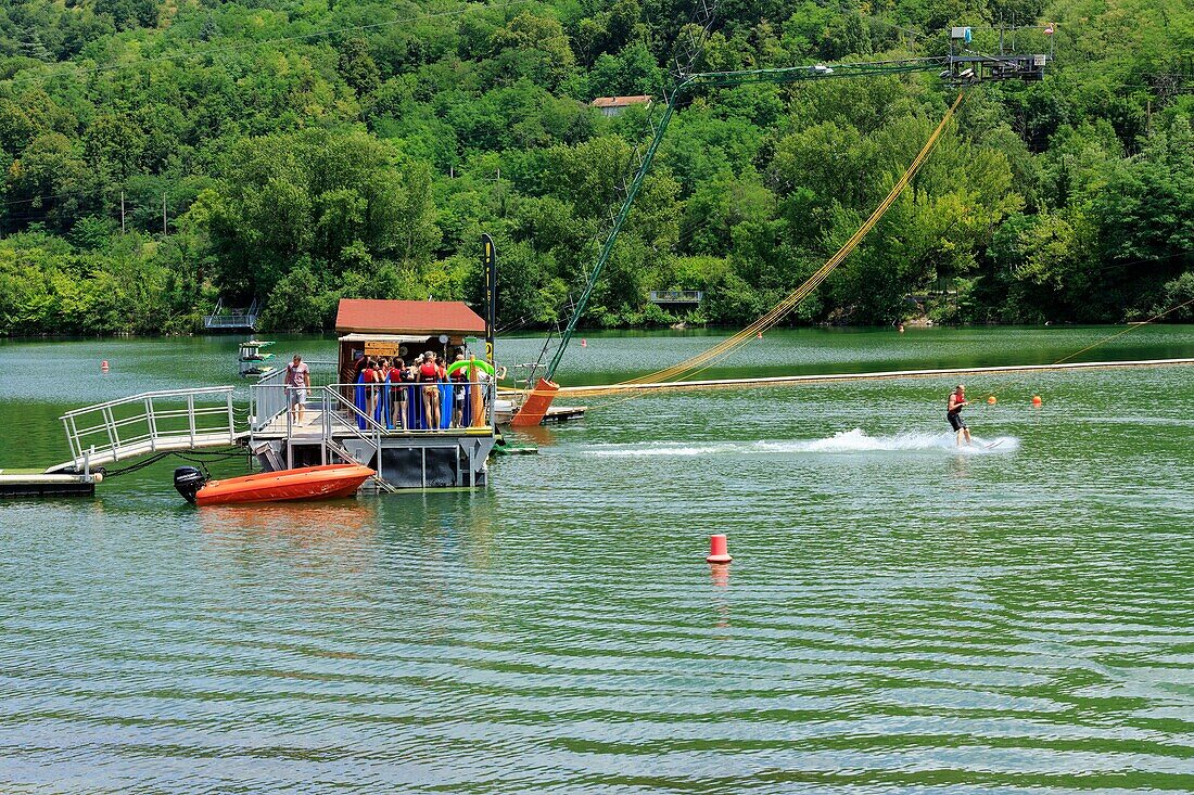 France, Isere, Les Roches de Condrieu, leisure center, water skiing