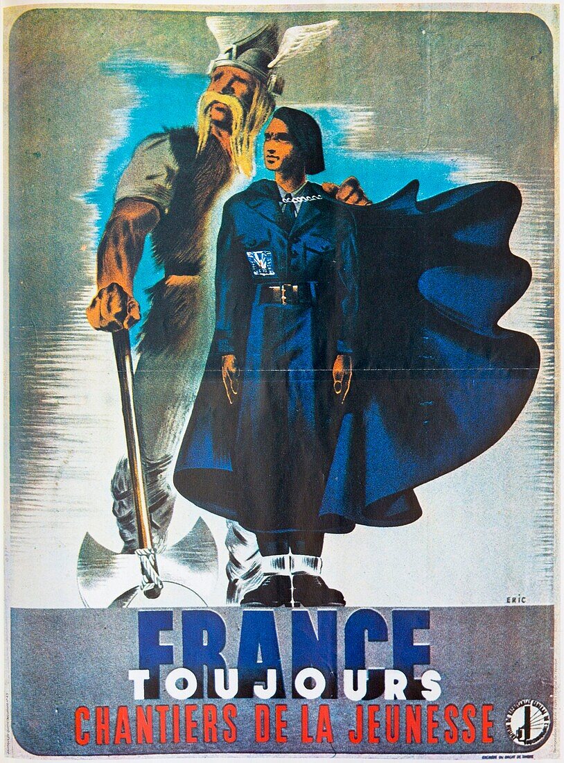 France, Paris, former propaganda poster of the Second World War (39-45)