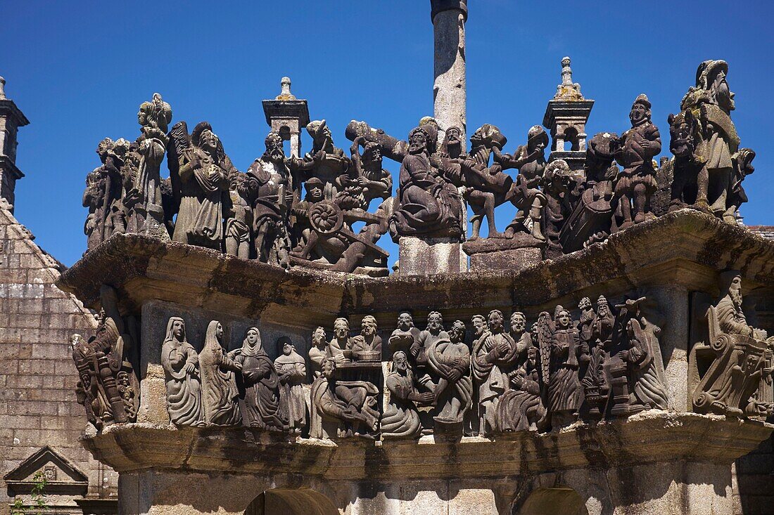 France, Finistere, Guimiliau, Guimiliau Parish close around Saint Miliau church, calvary