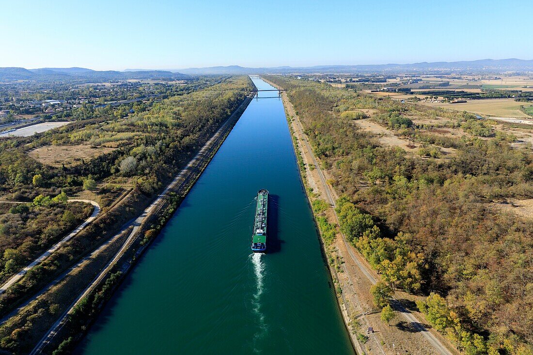 France, Vaucluse, Bollene, Donzere Mondragon Canal (aerial view)