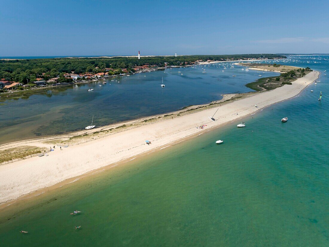 France, Gironde, Bassin d'Arcachon, lege-cap-ferret, the conch of Mimbeau (aerial view)