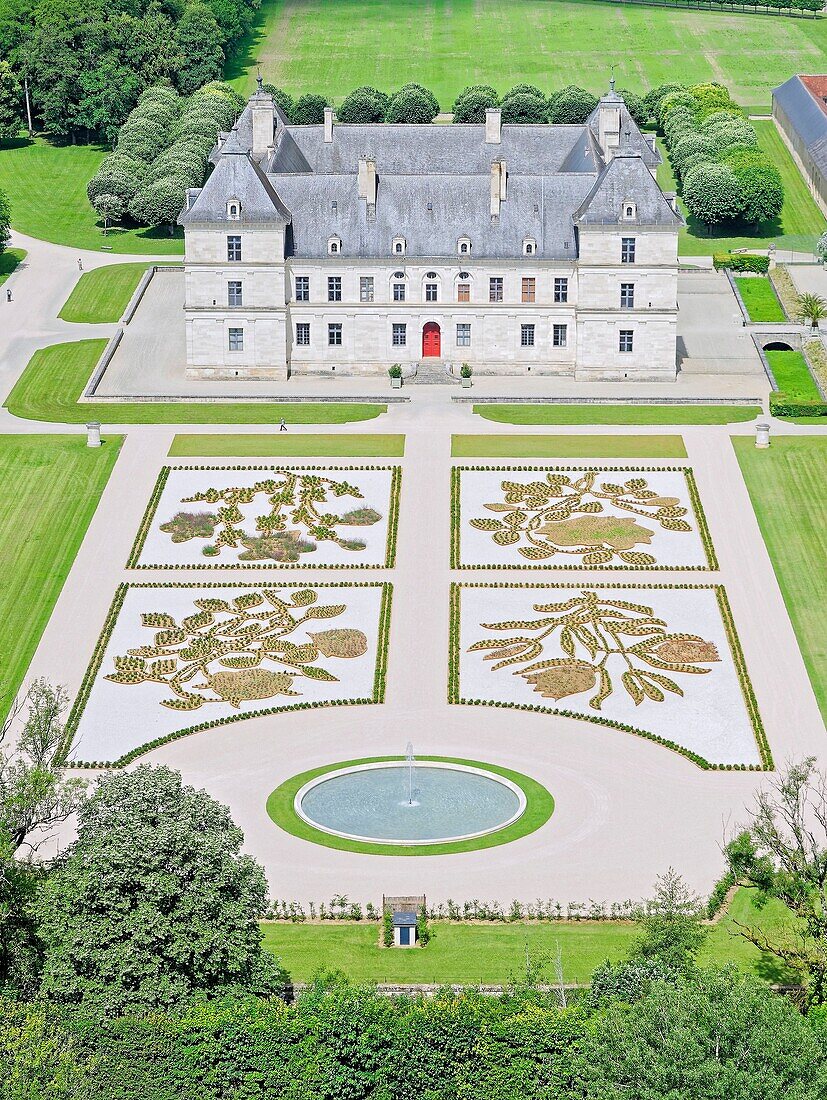 France, Yonne, Ancy le Franc, the castle (aerial view)