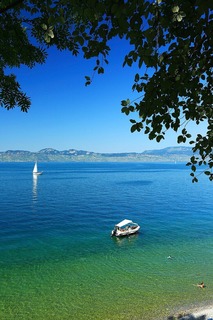 France, Haute Savoie, Lugrin, Chauffours beach, Lake Geneva
