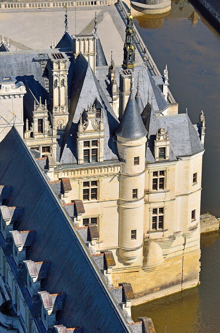 Frankreich, Indre et Loire, Chenonceau, Schloss Chenonceau (Luftaufnahme)