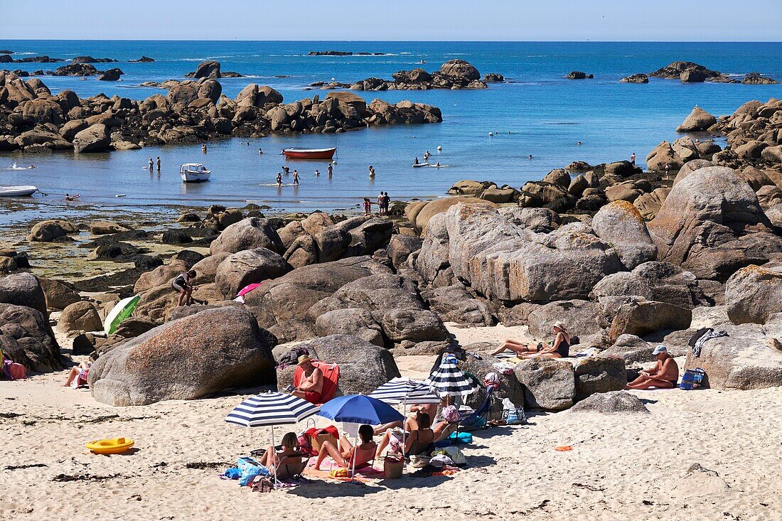 Frankreich, Finistere, Plouneour Brignogan Plages, Strand an der Küste der Legenden