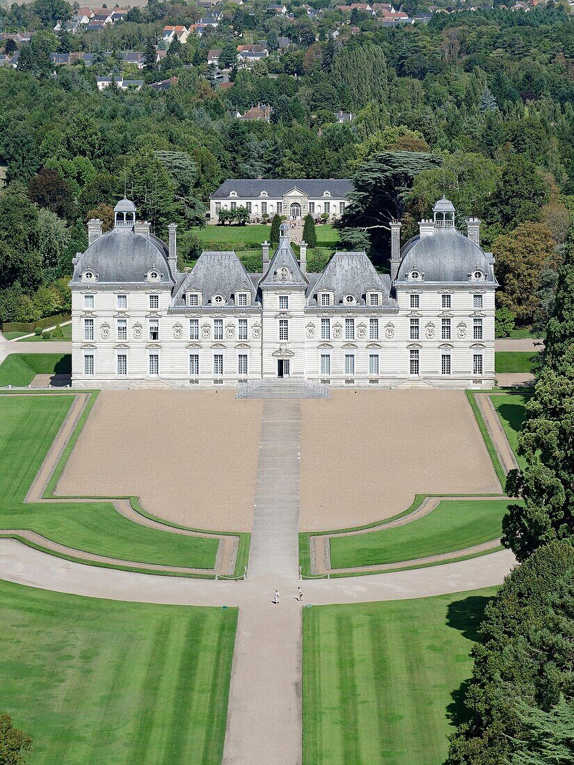 France, Loir et Cher, Cheverny, the castle (aerial view)