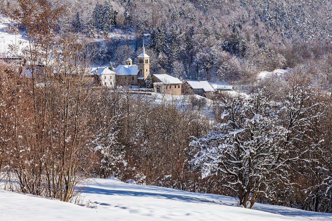 France, Savoie, Grand-Aigueblanche, Tarentaise Valley, Baroque church of St Martin on the 17th century in the hamlet of Villargerel